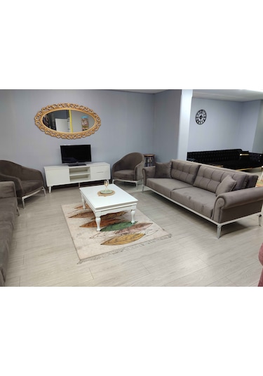 Zerafet Chester Koltuk Takımı Kahverengi