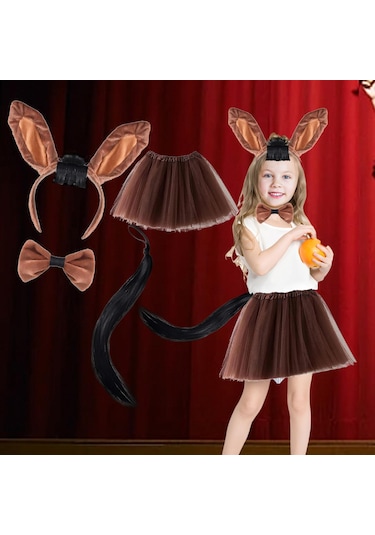 Suntek Çocuk Için Hayvan Kafa Bandı Ve Kuyruk Seti Stil-a