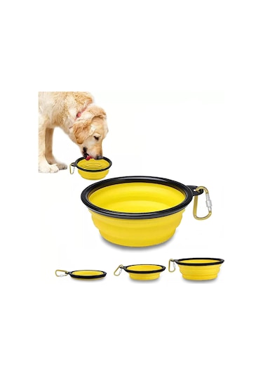 Katlanabilir Silikon Seyehat Pratik Köpek Kedi Mama Ve Su Kabı 350 ML