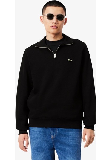 Lacoste Yarım Fermuar Sweatshirt Siyah