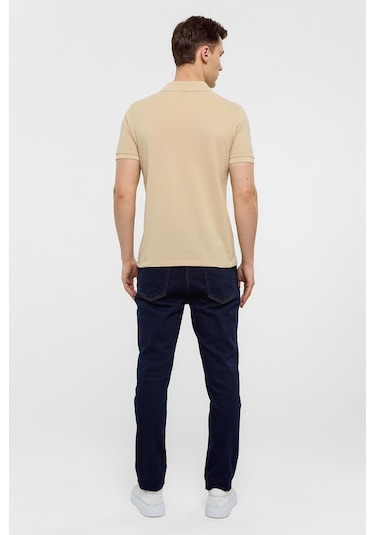 SÜVARİ Bej Slim Düz Polo Yaka Tişört-38583 Bej