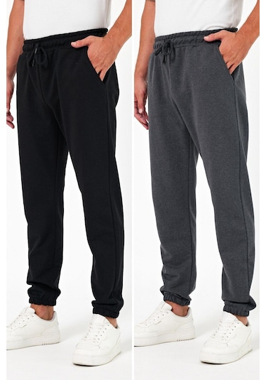 Kalın Siyah-antrasit Erkek Eşofman Altı Jogger Arka Cepli Lastik Paça Regular Fit Şardonsuz 001 Kalın Siyah-antrasit Erkek Eşofman Altı Jogger Arka Cepli Lastik Paça Regular Fit Şardonsuz 001