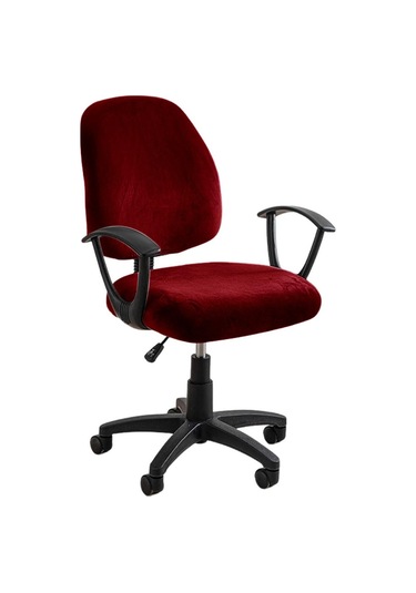 Bordo Ofis Koltuğu Kapağı Süper Yumuşak Kadife Streç Yıkanabilir Toz Geçirmez Koruyucular Bilgisayar Masası Kolsuz Sandalye Slipcover