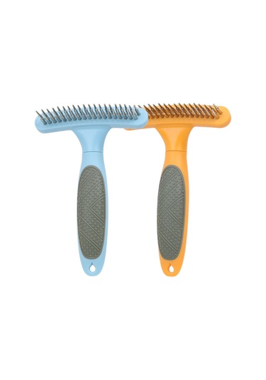 Hangfox Orta Uzun Tüylü Köpekler İçin Çift Sıralı Tırnaklı Tarak - Düğüm Açma, Bakım Ve Masaj Fonksiyonuyla Saç Bakımı Aracı Turuncu