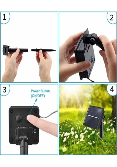 Pazly Güneş Enerjili Peri Işıkları - 10m 100 Led Sıcak Beyaz Aydınlatma