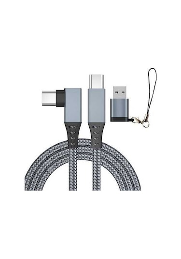 Willowhaven 5m Gümüş-gri Örgülü Vr Bağlantı Kablosu C-c + Adaptör 5gbps Veri Transferi Bakır Çekirdekli