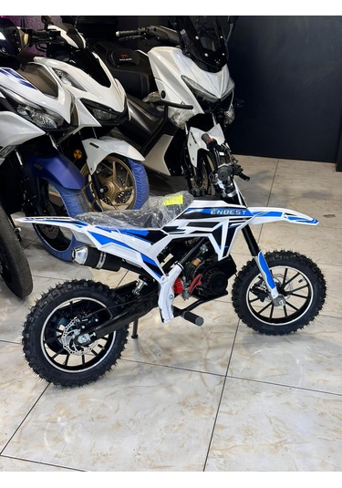 Enbest Benzınlı Çocuk Cros Motoru Hidrolik Frenler 7-17 Yaş Mavi