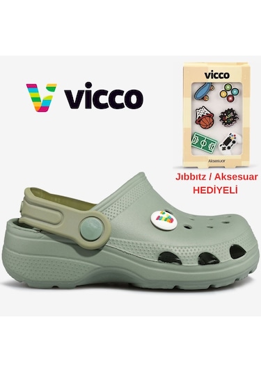 Vicco Didim Jıbbıtz Aksesuar Hediyeli Ortopedik Unisex Çocuk Terlik Yeşil