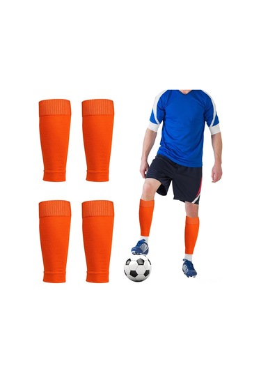 Vkemall Futbol, Beysbol, Basketbol, Ragbi İçin Profesyonel Kompresyon Bacak Kolluğu 2 Çift Turuncu Portakal