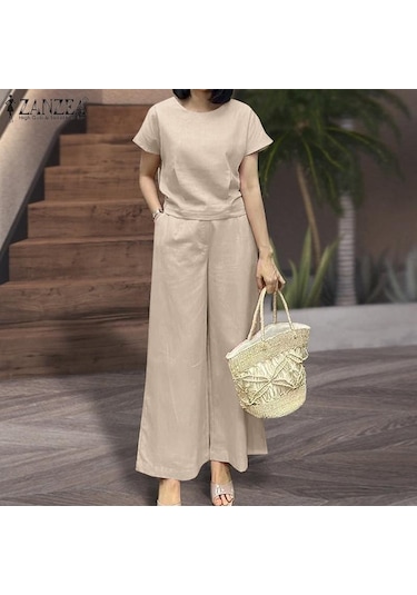 Zanzea Yaz Kıyafetleri Bayan Bluz Ve Pantolon Günlük İki Parçalı Takım Elbise Kraliyet Mavisi Zanzea Yaz Kıyafetleri Bayan Bluz Ve Pantolon Günlük İki Parçalı Takım Elbise Kraliyet Mavisi