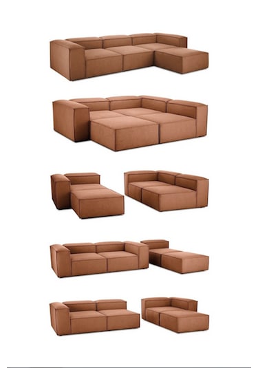 Mode Soft Köşe Koltuk Takımı 4 Modül 33 Tarçın Keten Kumaş