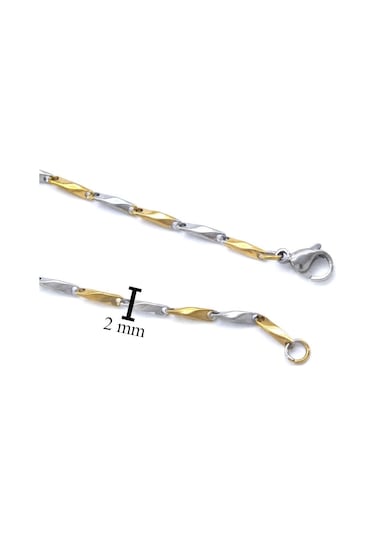 Çelik Zincir 316l Çift Renkli Erkek Model Zn-256 Altın - Gümüş