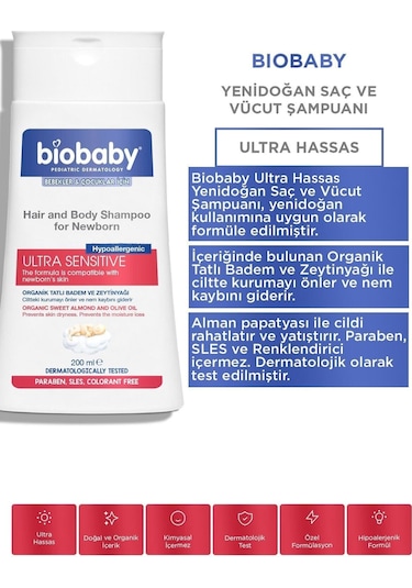 Biobaby Yenidoğan Saç Ve Vücut Şampuanı 200ml