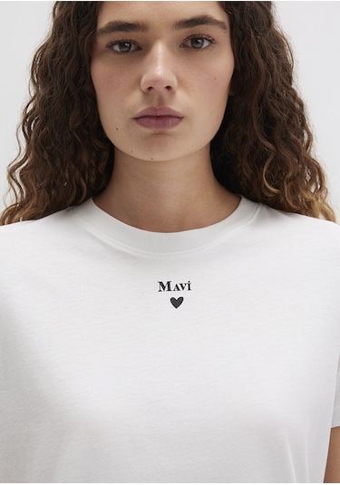 Mavi - Mavi Baskılı Beyaz Tişört 1601185-33389 -498666563- Beyaz