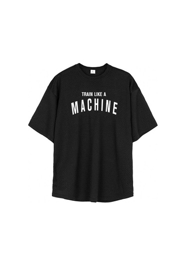 Siyah Muscleguys Yaz Fitness Giysileri Erkek Hızlı Kuruyan Nefes Alabilir Koşu Antrenman Bol Kısa Kollu Antrenör Üstü