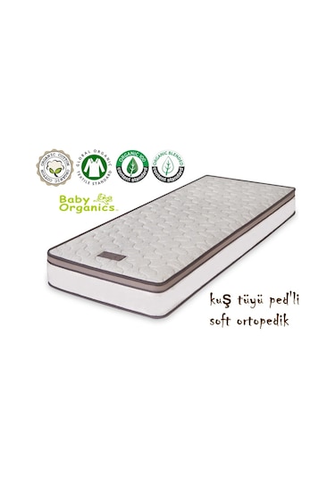 Babyhopeankara 80X120 Heyner Kuş Tüyü Ped'Li Soft Ortopedik Yaylı Yatak Organic