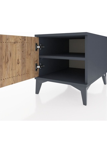 Kronos Komodin Tek Raflı Tek Kapaklı 44x59x48 Antrasit-çam Antrasit