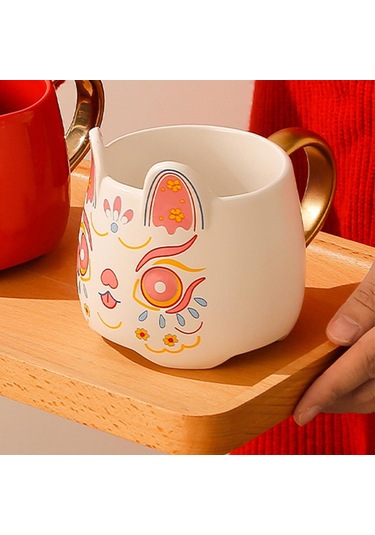 Suntek Tavşan Şekli Kahve Fincanları Süt Yoğurt Ofis Beyaz