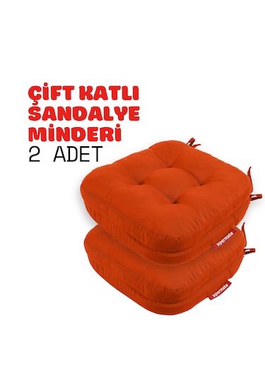 Xpermate 2'li Çift Kat Sandalye Minderi 42x42x8 Kiremit
