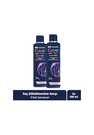 Clear Men Scalp Pro Güçlendirici Şampuan Saç Dökülmesine Ve Kepeğe Karşı Etkili 300 Ml X2