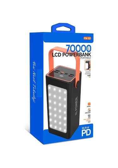 Acl Pw-52 70.000mah 22.5w Siyah Lcd 1xmicro 2xtyp-c 4xusb Port Taşınabilir Şarj Cihazı Powerbank