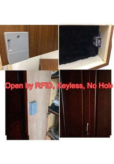 Yuntech01 Akıllı Gizli Kilit - Çekmece/çekyat/çift Kapı Uyumlu - Kablosuz Sensörlü - Mavi Anahtar - Pil Hariç - 1 Kart 3 Kilit