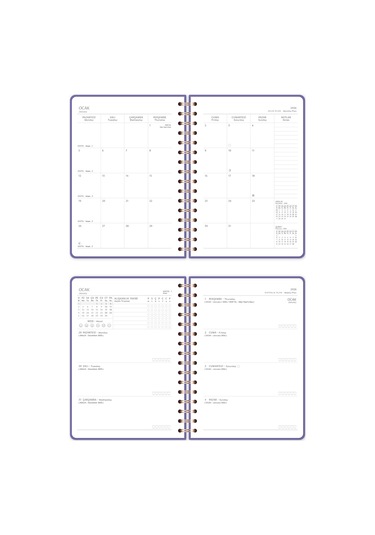 2026 A5 Spiralli Keten Haftalık Ajanda 12 Aylık - Lila Lila