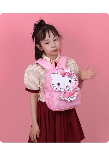 Anaokulu Karikatür Desenli Sırt Çantası-pembe