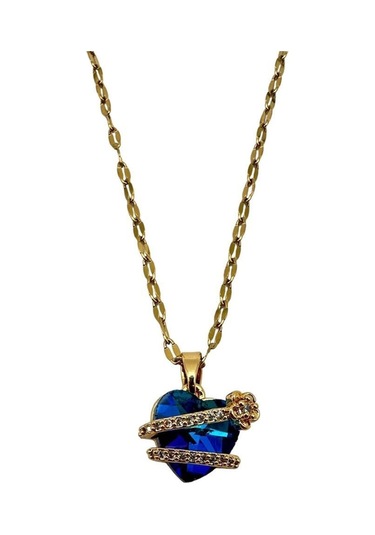 Arnes Jewelry Çelik Zirkon Taşlı Kalpli Kolye Ar482nes Gold