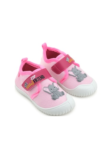 Gezer Kız Çocuk Kışlık Tek Cırt Cırtlı Ayarlanabilir Rahat Taban Ev, Bahçe, Okul, Kreş Panduf Ayakka Pembe