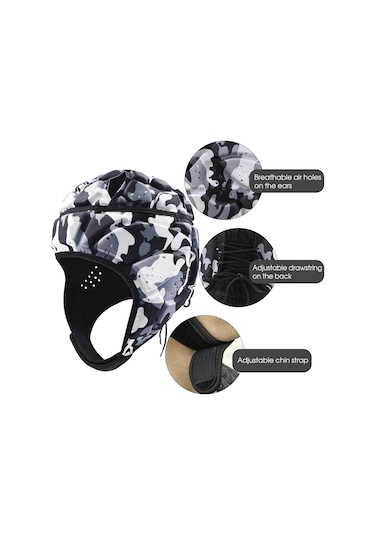 Ayarlanabilir Kaleci Kaskı Spor Futbol Rugby Kaleci Kaskı Baş Koruyucu Siyah