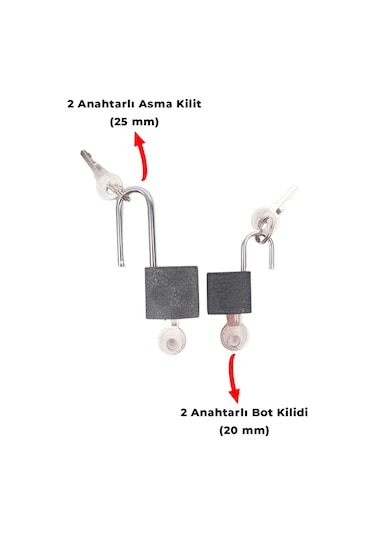 2'li Kilit Seti - Asma Kilit ve Bot Kilidi - 25mm ve 20mm - Asker