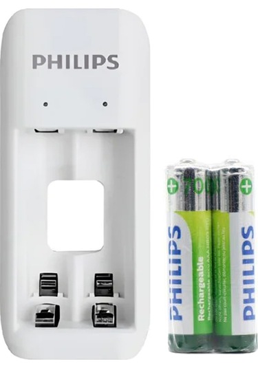 Philips Scb2070nb/00 2 Li Beyaz 2xaaa 700 Mah Pilli Pil Şarj Cihazı Aleti