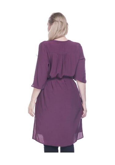 Düğmeli Beli Kuşaklı Tunik-bordo Bordo