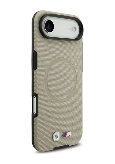 İphone 17 Air Uyumlu Kılıf Bmw Lisanslı M-safeli Metal Logolu Delikli M Dizayn Deri Kapak Gri Gri