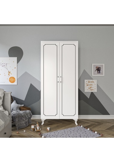 Stil 2 Kapaklı Modern Desenli Gardırop, Elbise Dolabı - Tamamı 1.
