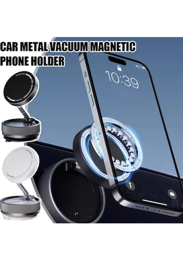 Vakum Manyetikli Araç İçi Telefon Tutacağı Tüm Telefonlara Uyumludur Siyah