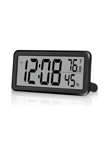 Xurunkeji Dijital Çalar Saat, Masa Saati, Pil İle Çalışan Lcd Elektronik Saat Dekorasyonları Yatak Odası Mutfak Ofis - Siyah