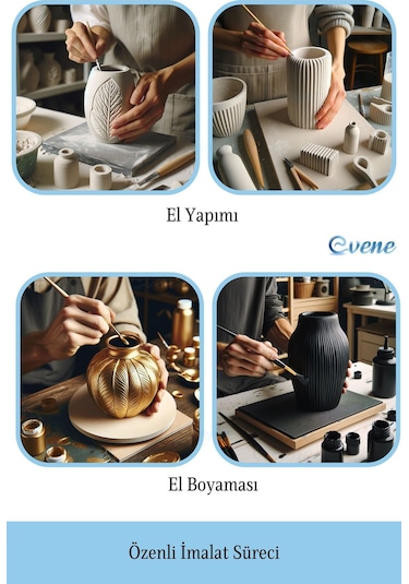 Vazo Küçük Vazo Masa Üstü Vazo Ev Dekorasyon Vazo Model 7 Altın Eskitme Altın Eskitme