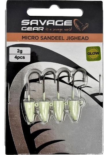 Savage Gear Lrf Micro Sandeel Jighead Glow 4 Adet Zoka 8 - 2.5gr