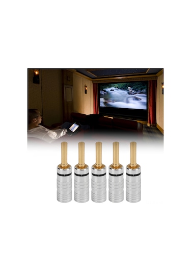 Moveevo J.10054 4mm Gümüşe Sarılmış Testere Dişli Muz Soketi - Kaynaştırma Yok, Sıkıştırma Tipi, Ses Sistemleri İçin, 5 Adet, Siyah Ve Renk Seçenekleri