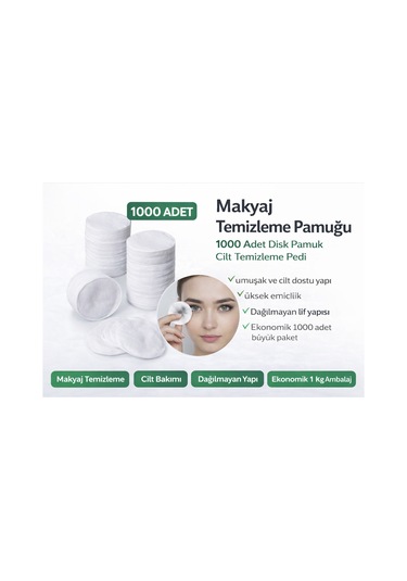 Makyaj Temizleme Pamuğu 1000 Adet Disk Pamuk Cilt Temizleme Pedi