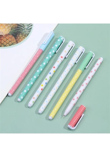 Puantiyeli 6'lı Tükenmez Kalem Seti Mavi