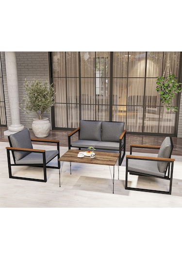 Avvio Newyork Bahçe Mobilyası 2-1-1 Bahçe Takımı Balkon Takımı Teras Mobilyası Siyah