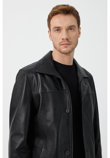 Advent Siyah Erkek Deri Mont 001