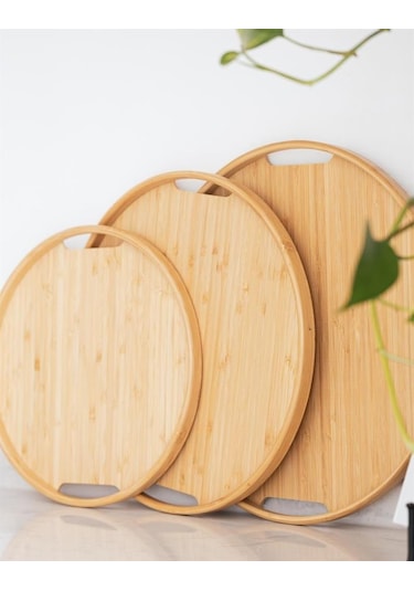 Kapris 3 Lü Yuvarlak Bambu Tepsi Seti Kap-1429