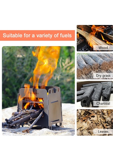 Yuntech01 Küçük Boy Taşınabilir Odun Ocağı - Çift Katlı Kollu, Çelik Yapı, Kampçılar İçin Ws007 Çok Renkli