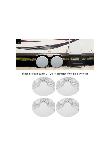 Yaleker 4 Adet Gümüş Renkli Suv-kamyonet-karavan Lastik Koruması 27-29 İnç Su Geçirmez, Güneş Engellici Ve Kir Proof Dayanıklı Poliester Fiber