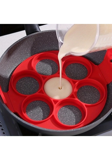 Sunshine011 Kırmızı Multi-şekilli Silikon Pankek Kalıbı - Yapışmaz Yeniden Kullanılabilir Kolay Çıkan Dayanıklı Mutfak Gereci