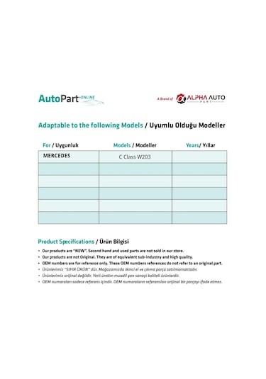 Mercedes C Class W203 İçin Vites Körüğü